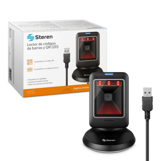 Lector de códigos de barras y QR (2D) USB omnidireccional para escritorio