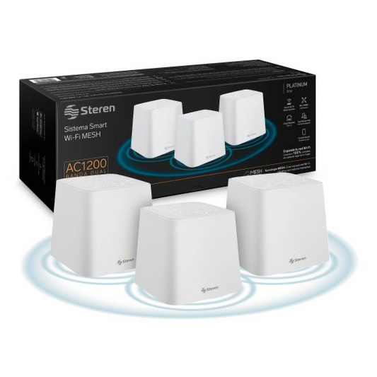 Sistema Smart Wi-Fi MESH triple, 2,4 GHz y 5 GHz (B/G/N/A/AC/V/R)